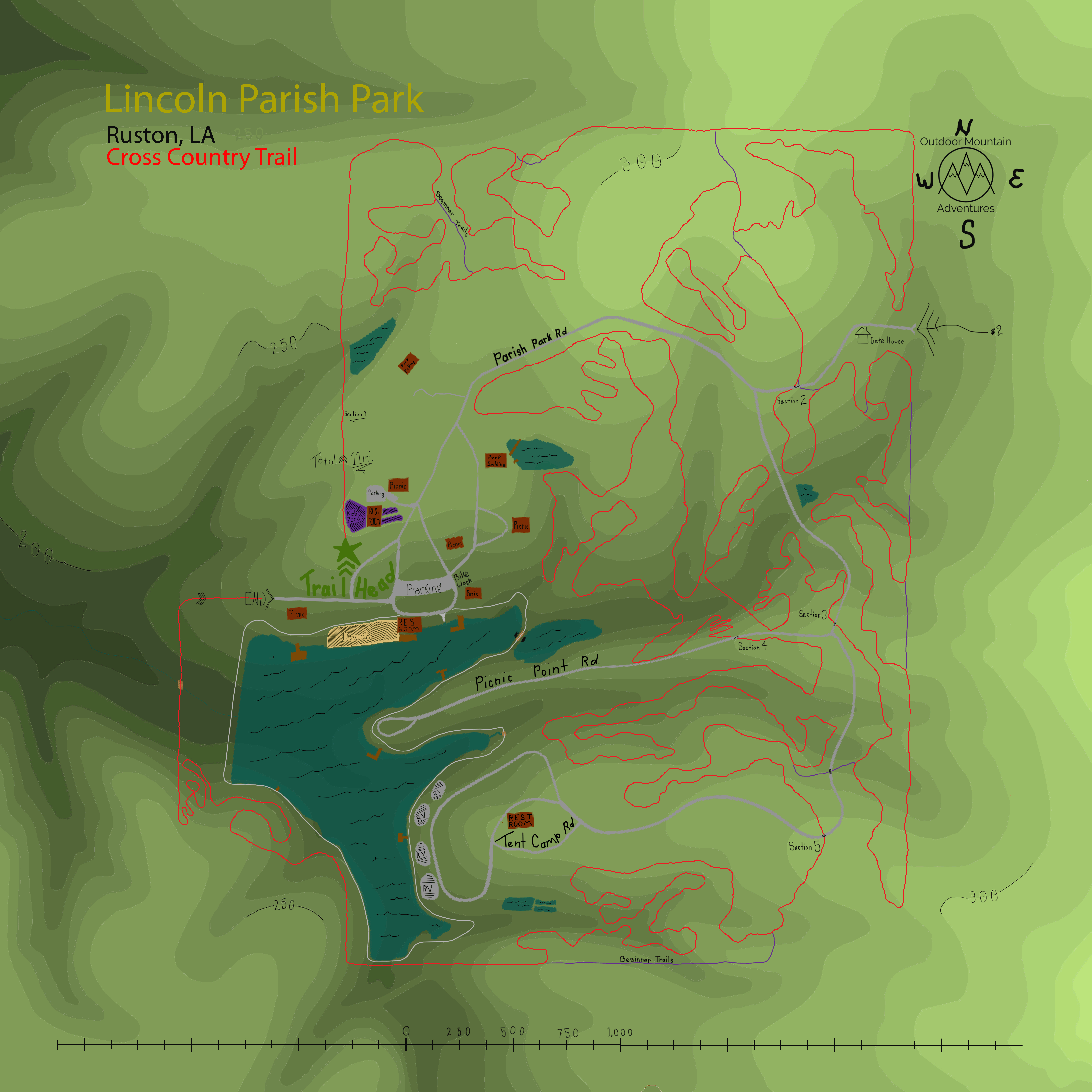 Lincoln Parish Park (Ruston, LA) Bandana Map