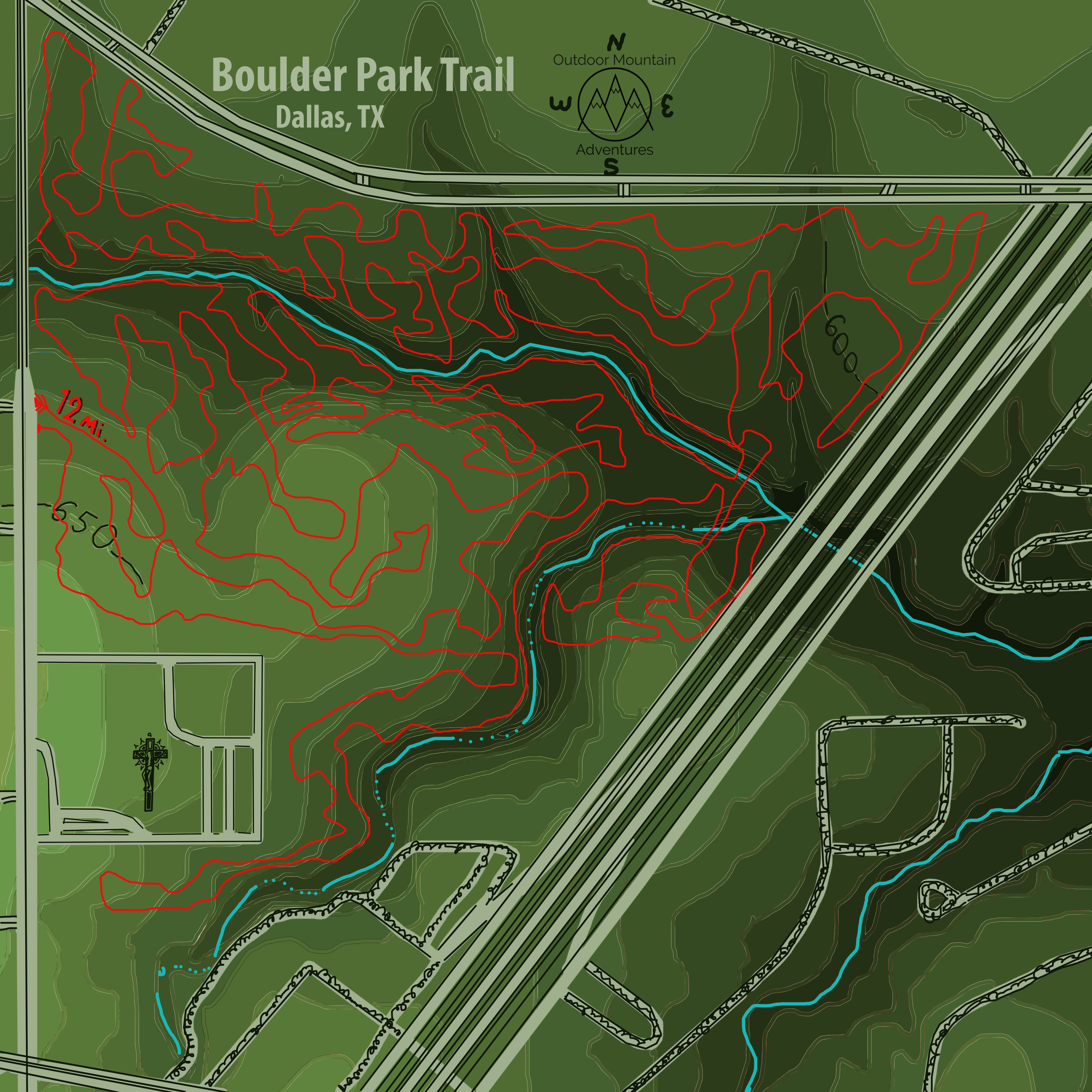 Boulder Park (Dallas, TX) Bandanna Map