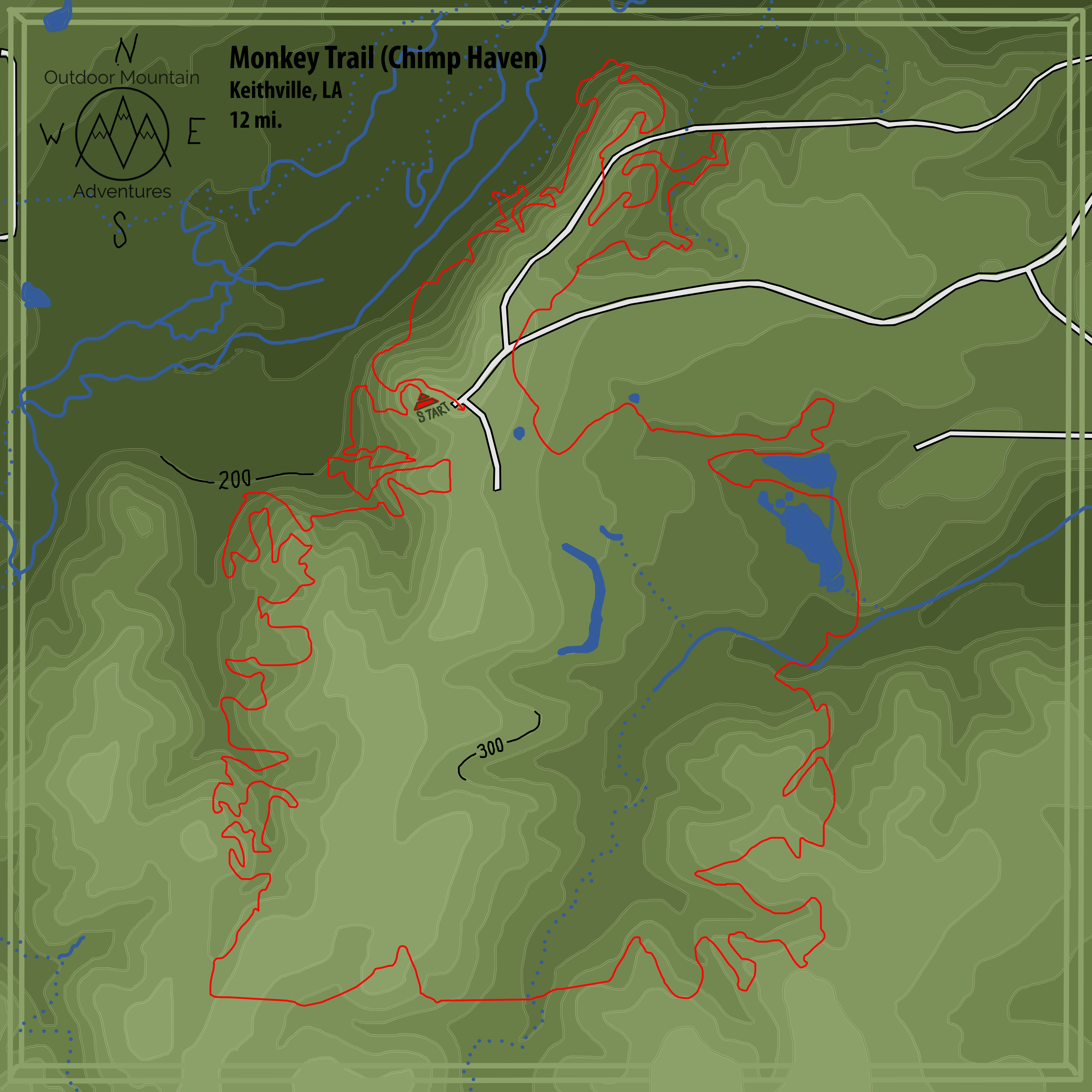 Monkey Trail (Keithville, LA) Bandana Map